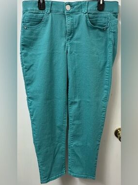 Democracy Teal Straight-Leg Stretch Pants